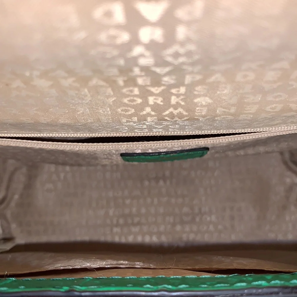 Kate Spade Large Green Crocodile Embossed Leather Crossbody Handbag Vintage-RARE - Picture 5 of 8